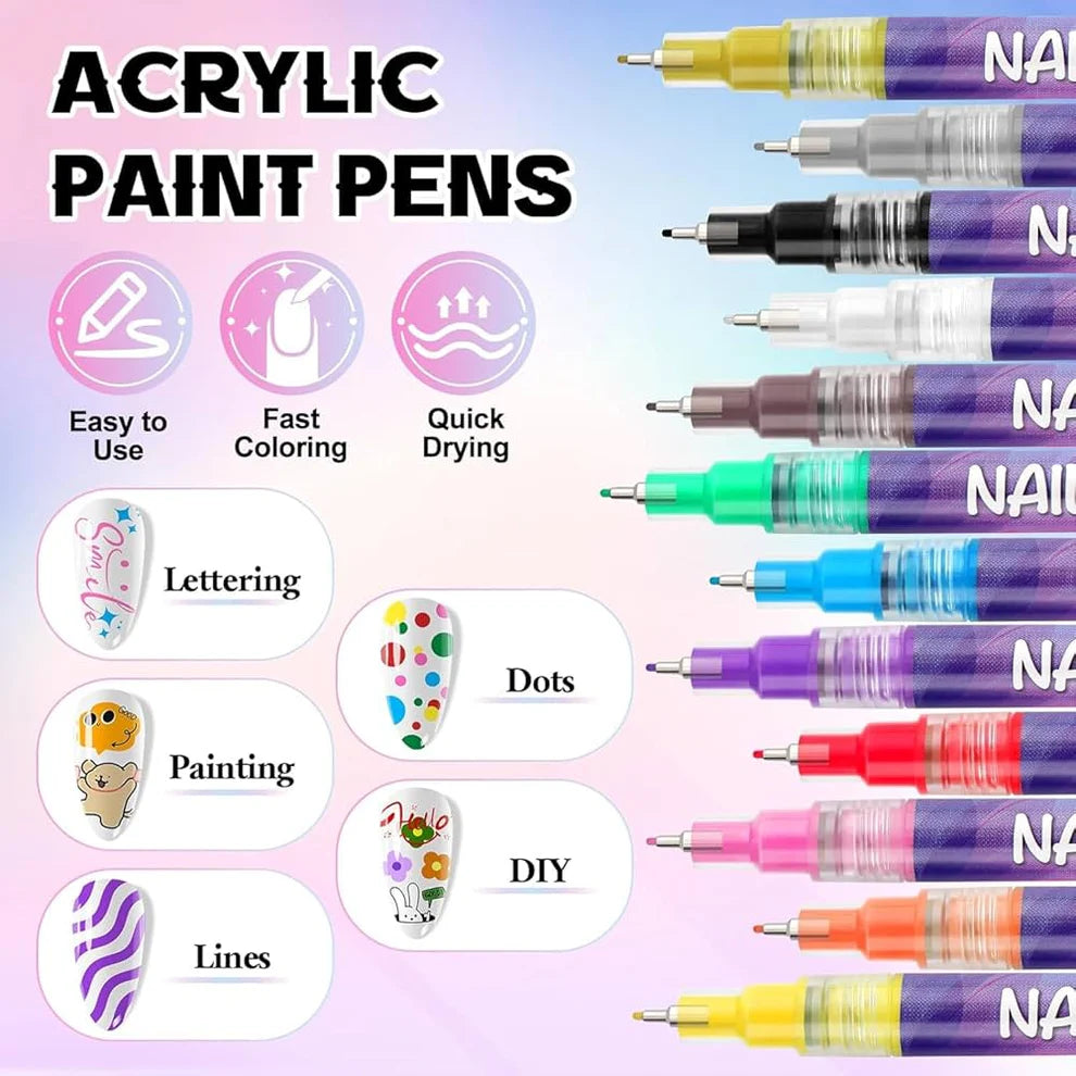 Nail Art Marker Pens | 12 Color Set