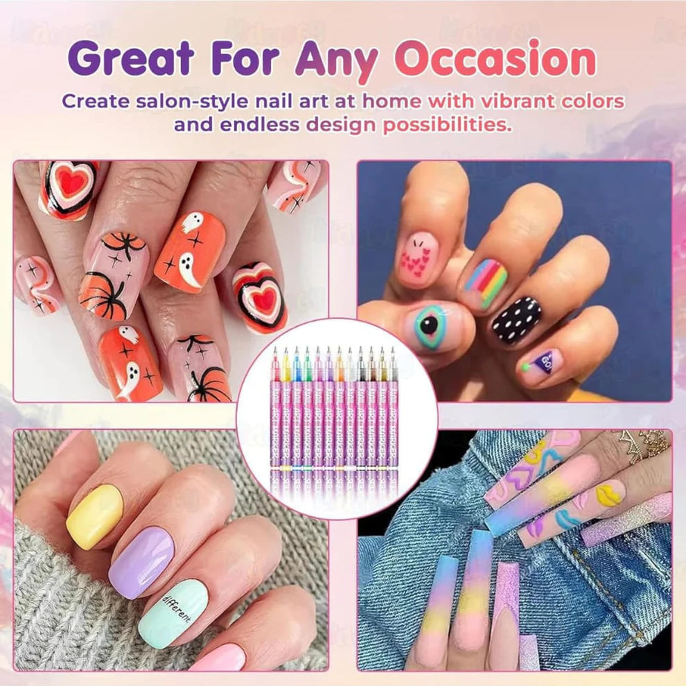 Nail Art Marker Pens | 12 Color Set